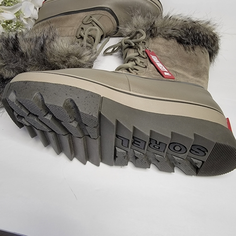 SOREL JOAN OF ARCTIC GREEN FUR WINTER BOOTS NWT SIZE 10 - Picture 7 of 10